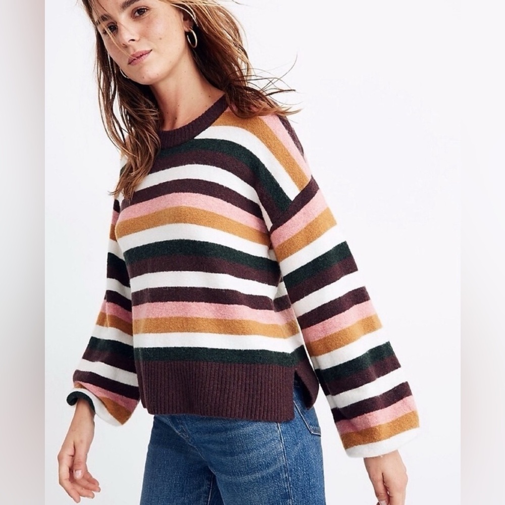 Madewell Multicolor Striped wool blend‎ Crew Neck Sweater Small